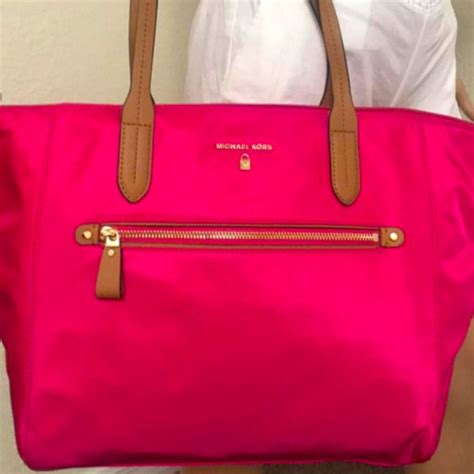 michael kors nylon kelsey ultra pink|Michael Kors Kelsey Nylon Ultra Pink Large Top Zip Tote .